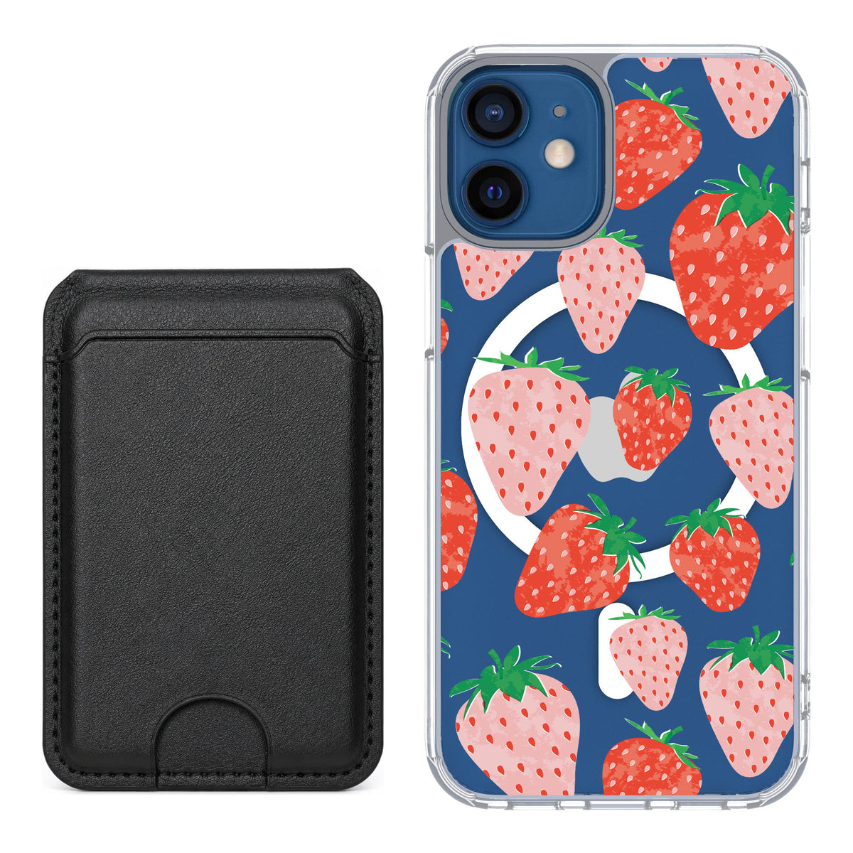Scooch MagCase Strawberry Fields for iPhone 12 mini — Black MagWallet Bundle