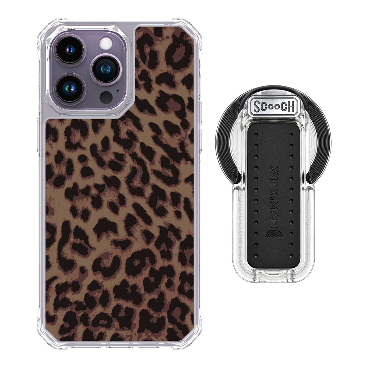Scooch MagCase Luxe Leopard for iPhone 14 Pro Max — MagSafe Wingback Bundle - Clear