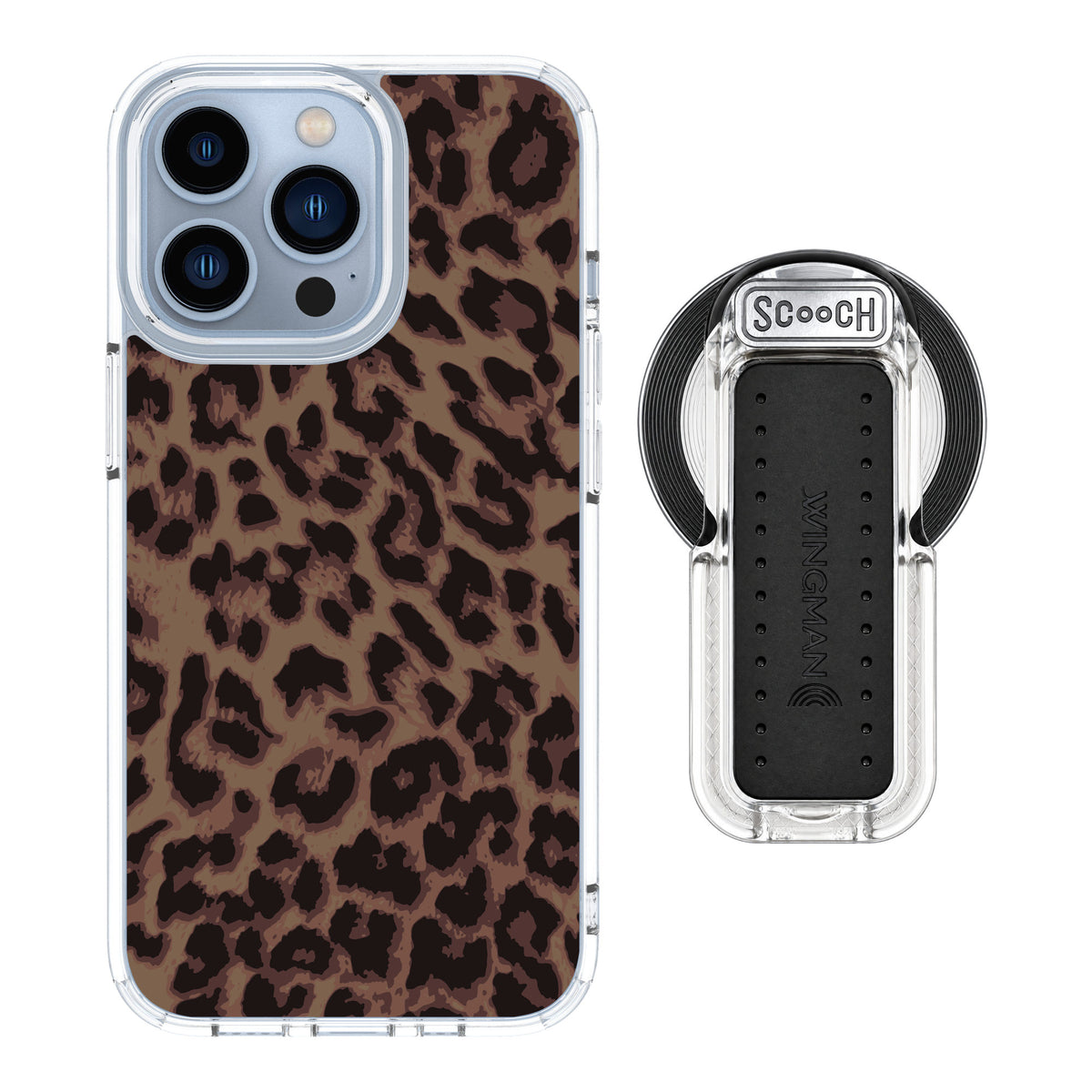 Scooch MagCase Luxe Leopard for iPhone 13 Pro — MagSafe Wingback Bundle - Clear