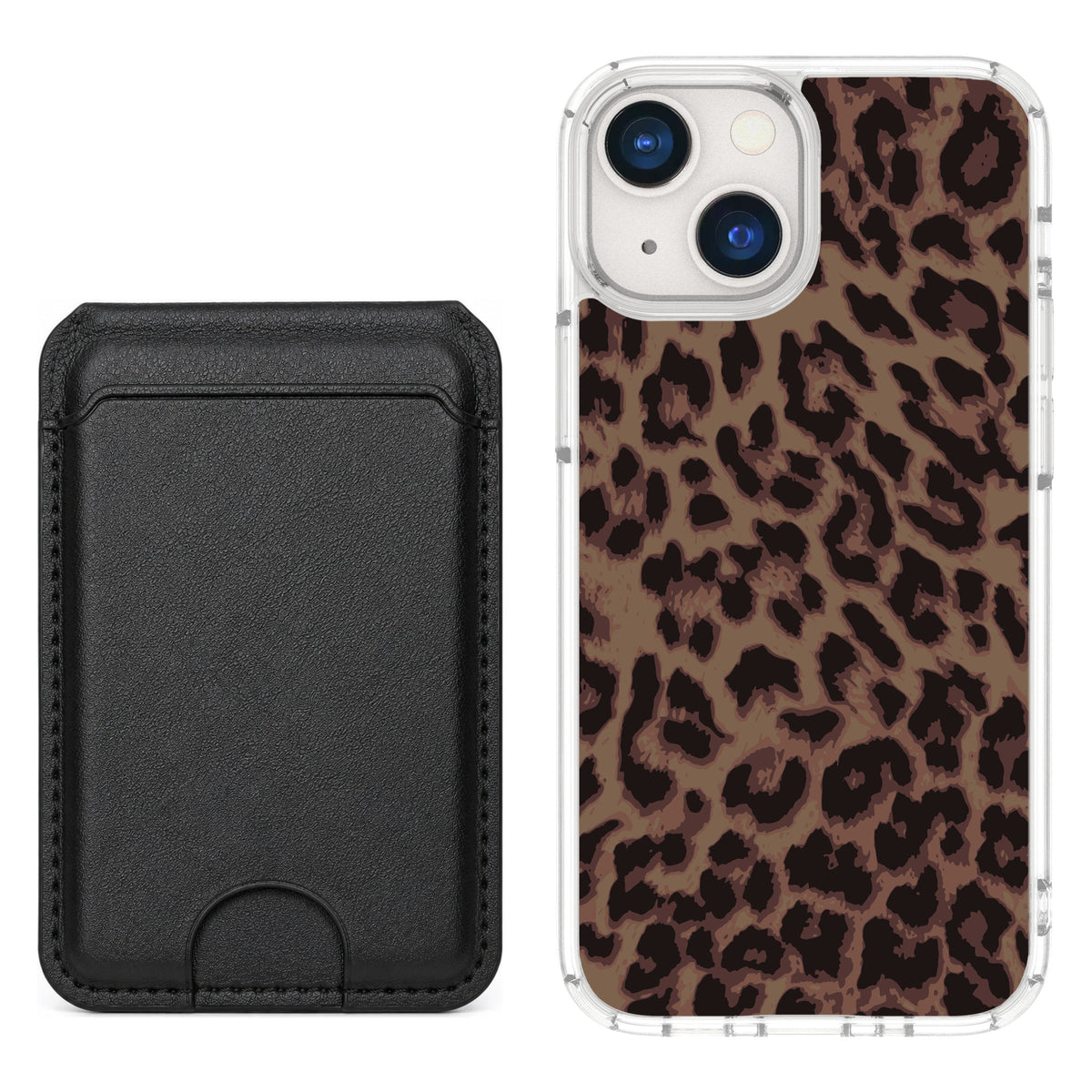 Scooch MagCase Luxe Leopard for iPhone 13 mini — Black MagWallet Bundle