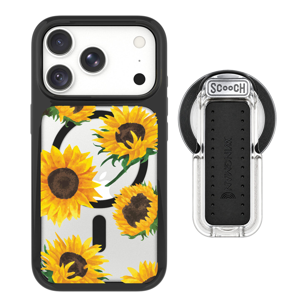 Scooch MagCase Sunflower Frenzy for iPhone 18 Pro Max — MagSafe Wingback Bundle - Clear