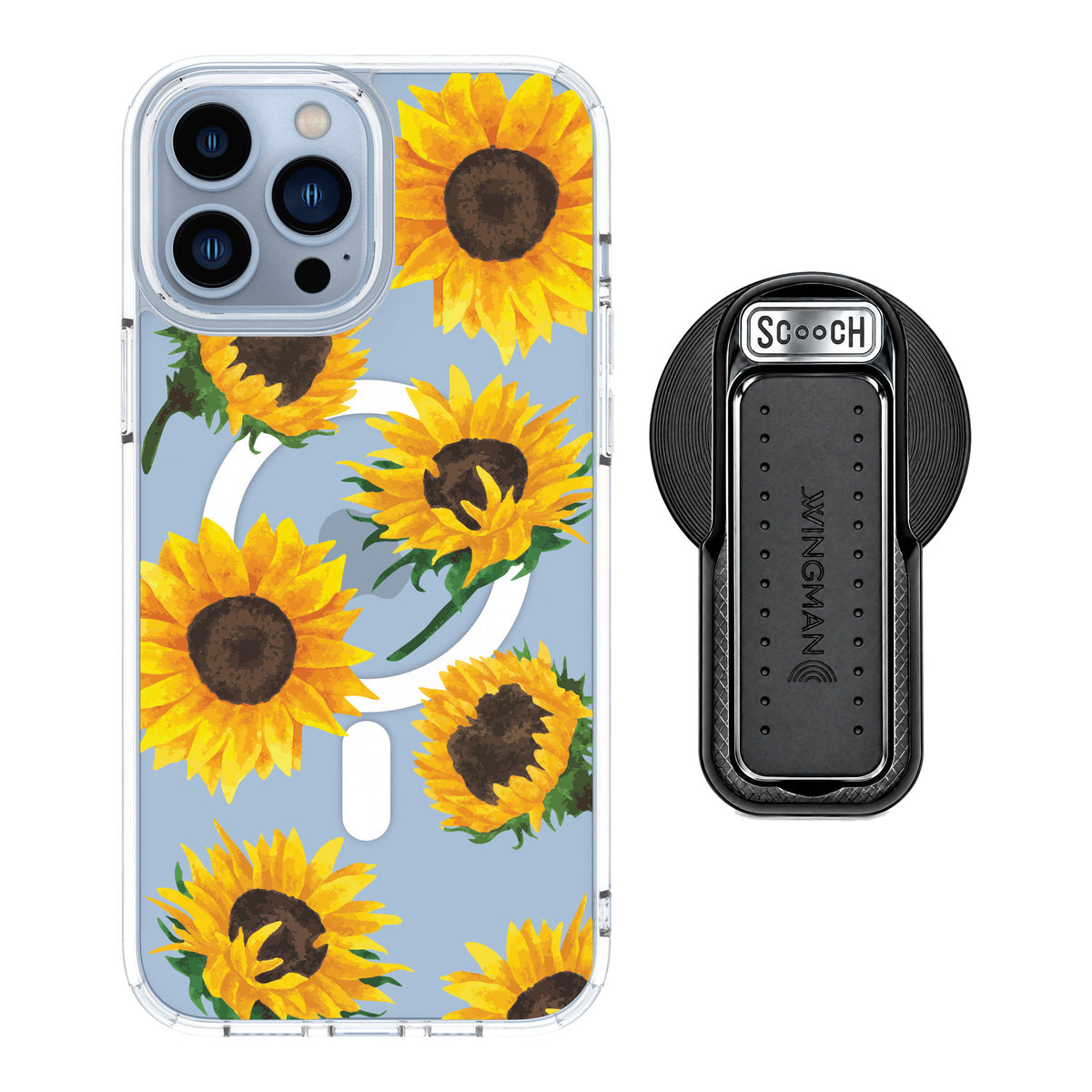 Scooch MagCase Sunflower Frenzy for iPhone 13 Pro Max — MagSafe Wingback Bundle - Black