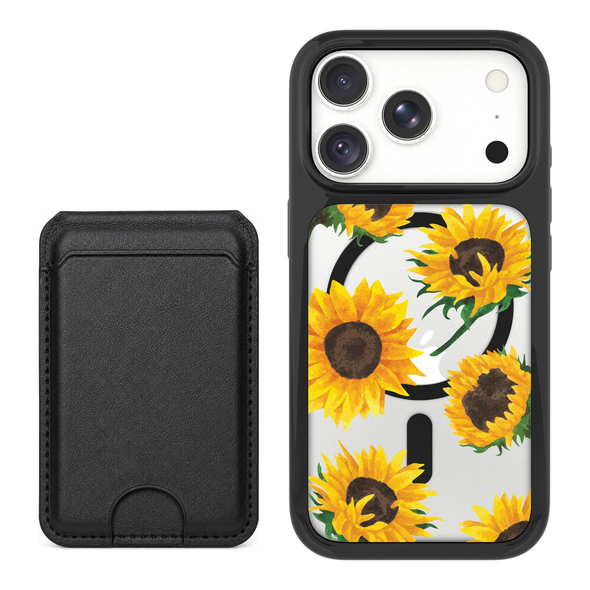 Scooch MagCase Sunflower Frenzy for iPhone 18 Pro — Black MagWallet Bundle
