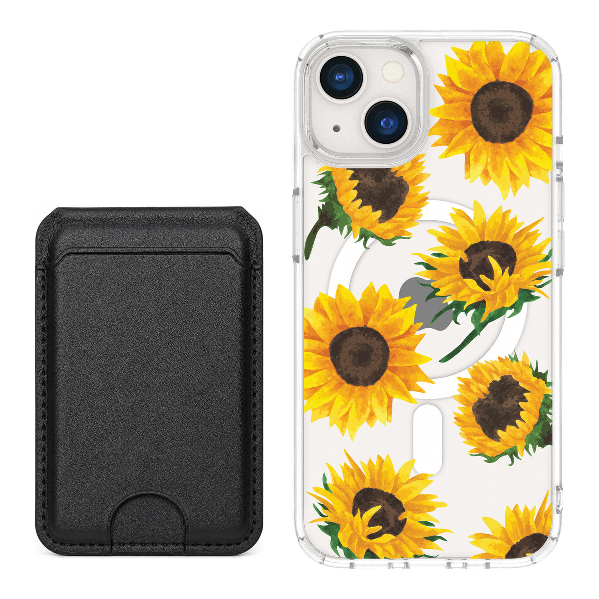 Scooch MagCase Sunflower Frenzy for iPhone 13 — Black MagWallet Bundle