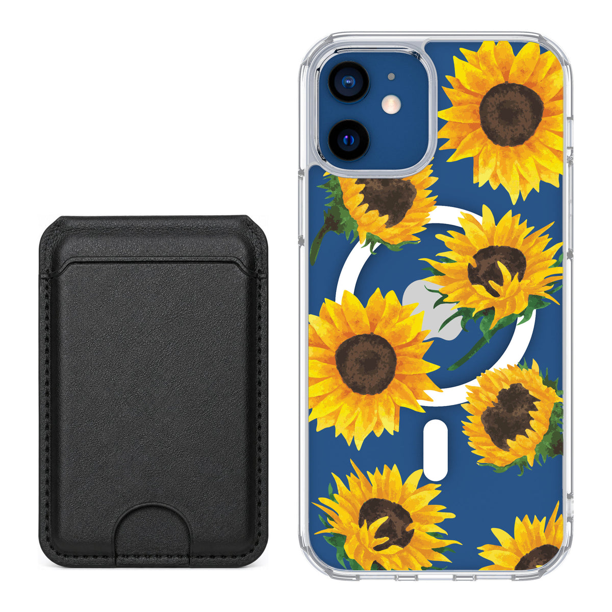 Scooch MagCase Sunflower Frenzy for iPhone 12 — Black MagWallet Bundle