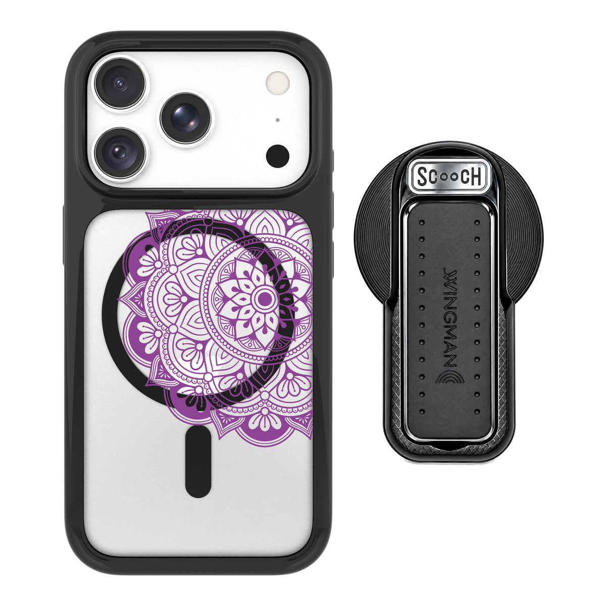 Scooch MagCase Mandala Dreams for iPhone 18 Pro — MagSafe Wingback Bundle - Black