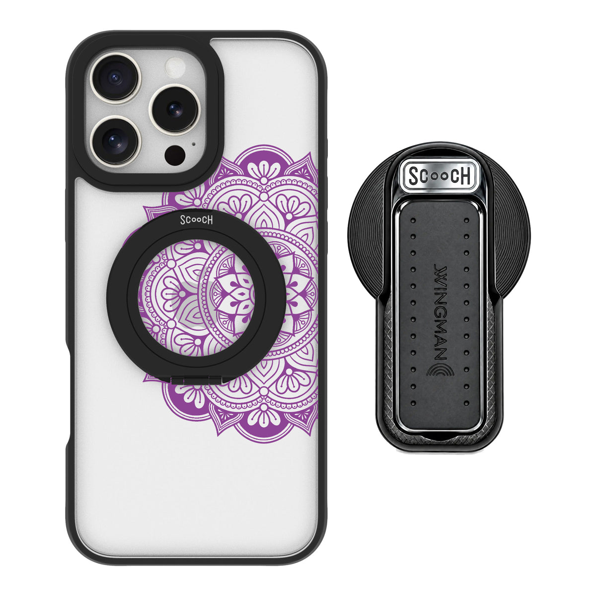 Scooch MagCase Mandala Dreams for iPhone 16 Pro Max — MagSafe Wingback Bundle - Black