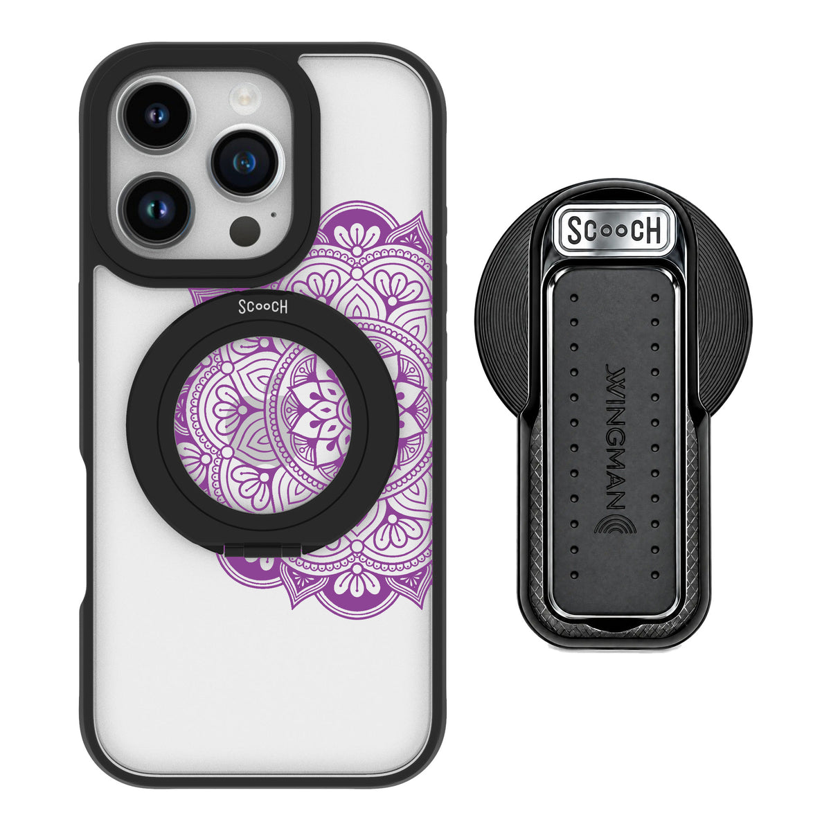 Scooch MagCase Mandala Dreams for iPhone 16 Pro — MagSafe Wingback Bundle - Black