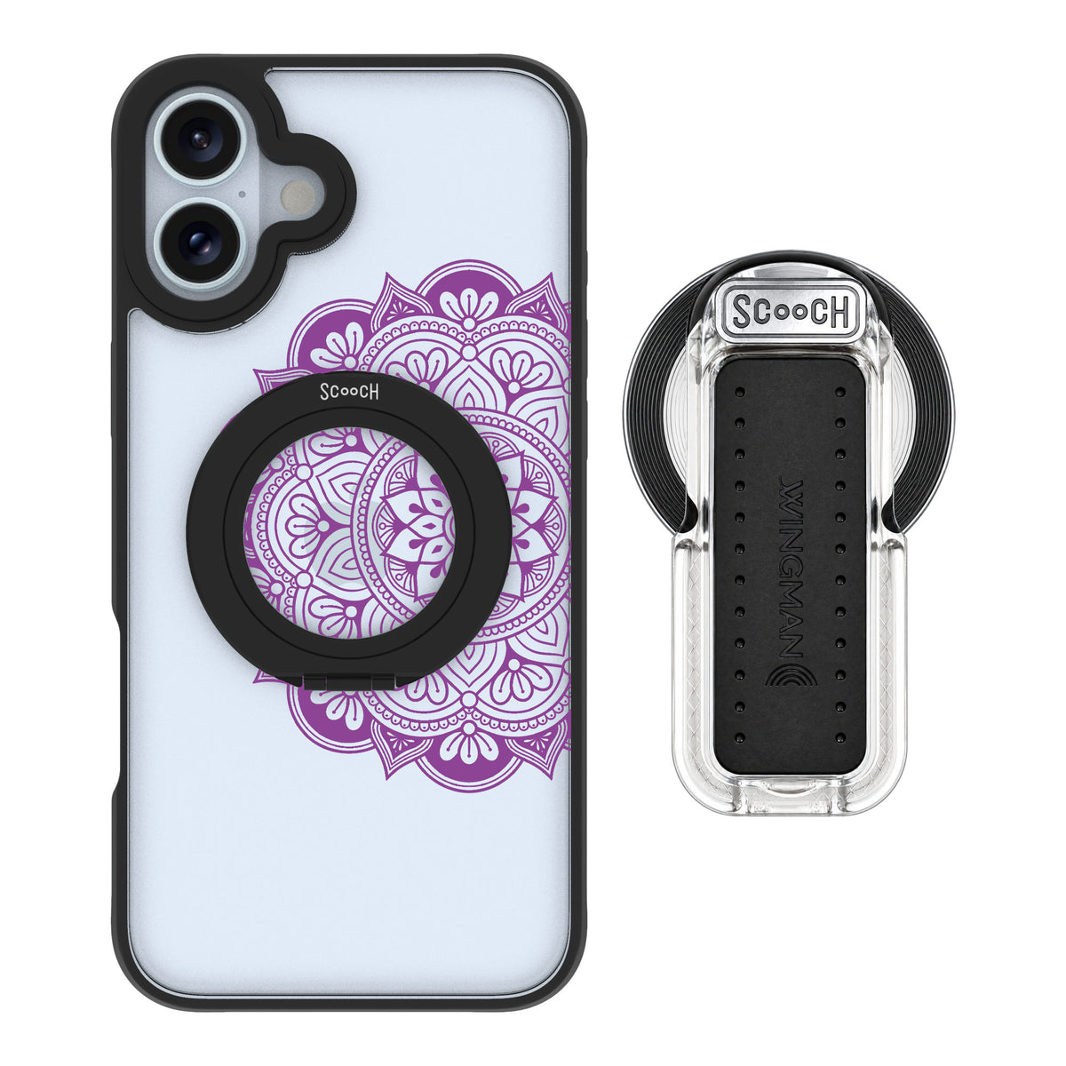 Scooch MagCase Mandala Dreams for iPhone 16 Plus — MagSafe Wingback Bundle - Clear