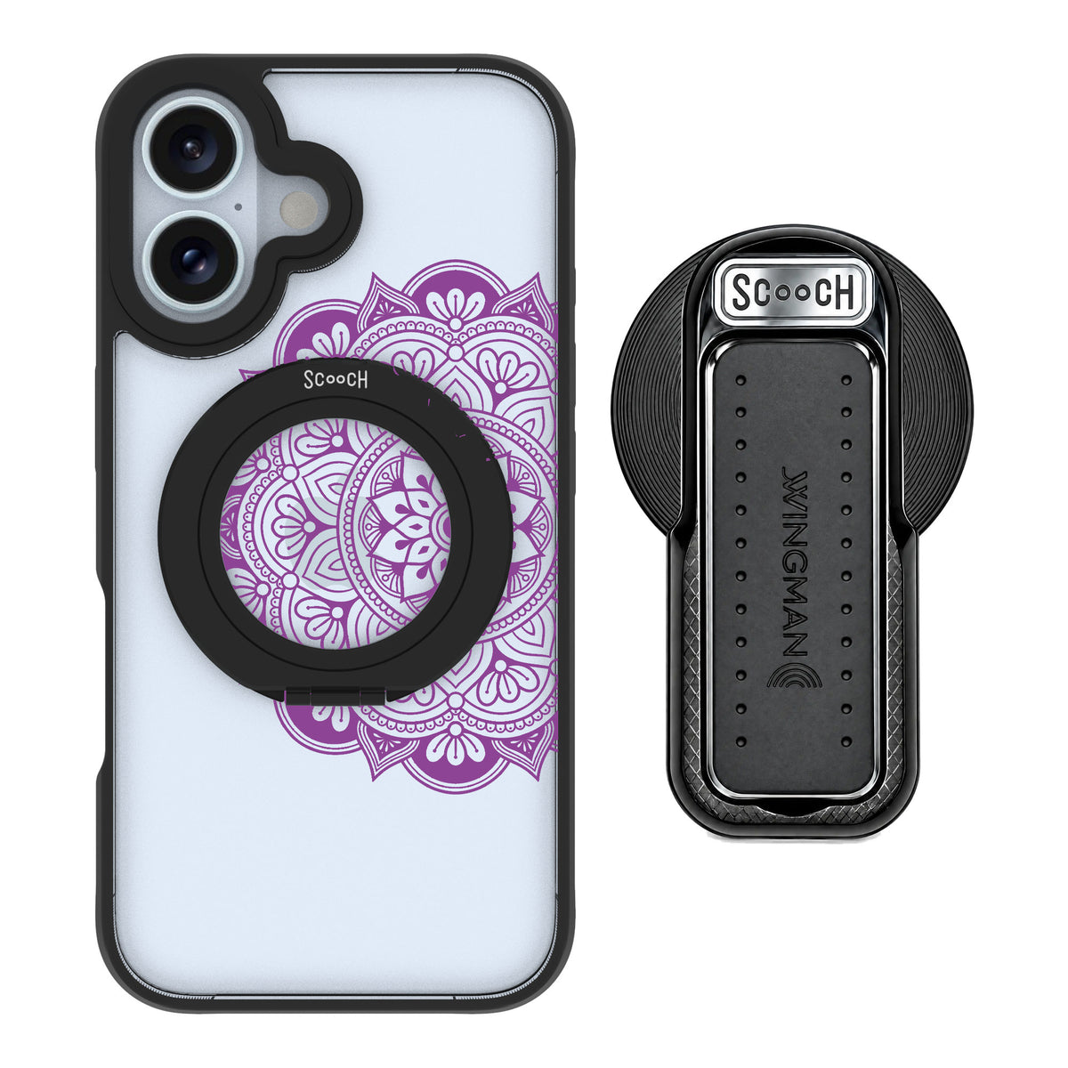Scooch MagCase Mandala Dreams for iPhone 16 — MagSafe Wingback Bundle - Black