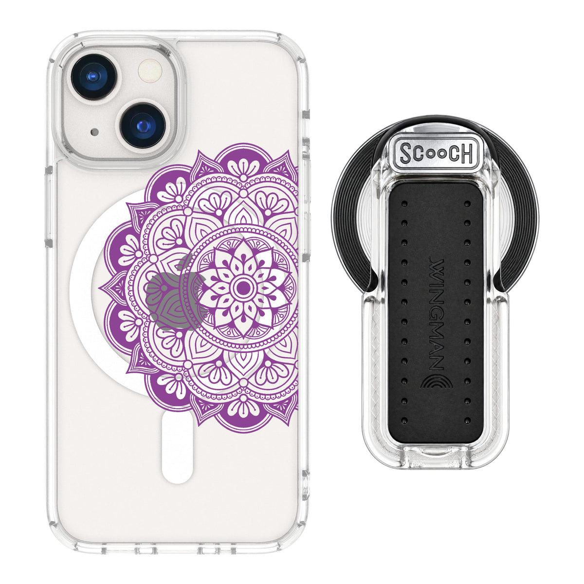 Scooch MagCase Mandala Dreams for iPhone 13 mini — MagSafe Wingback Bundle - Clear