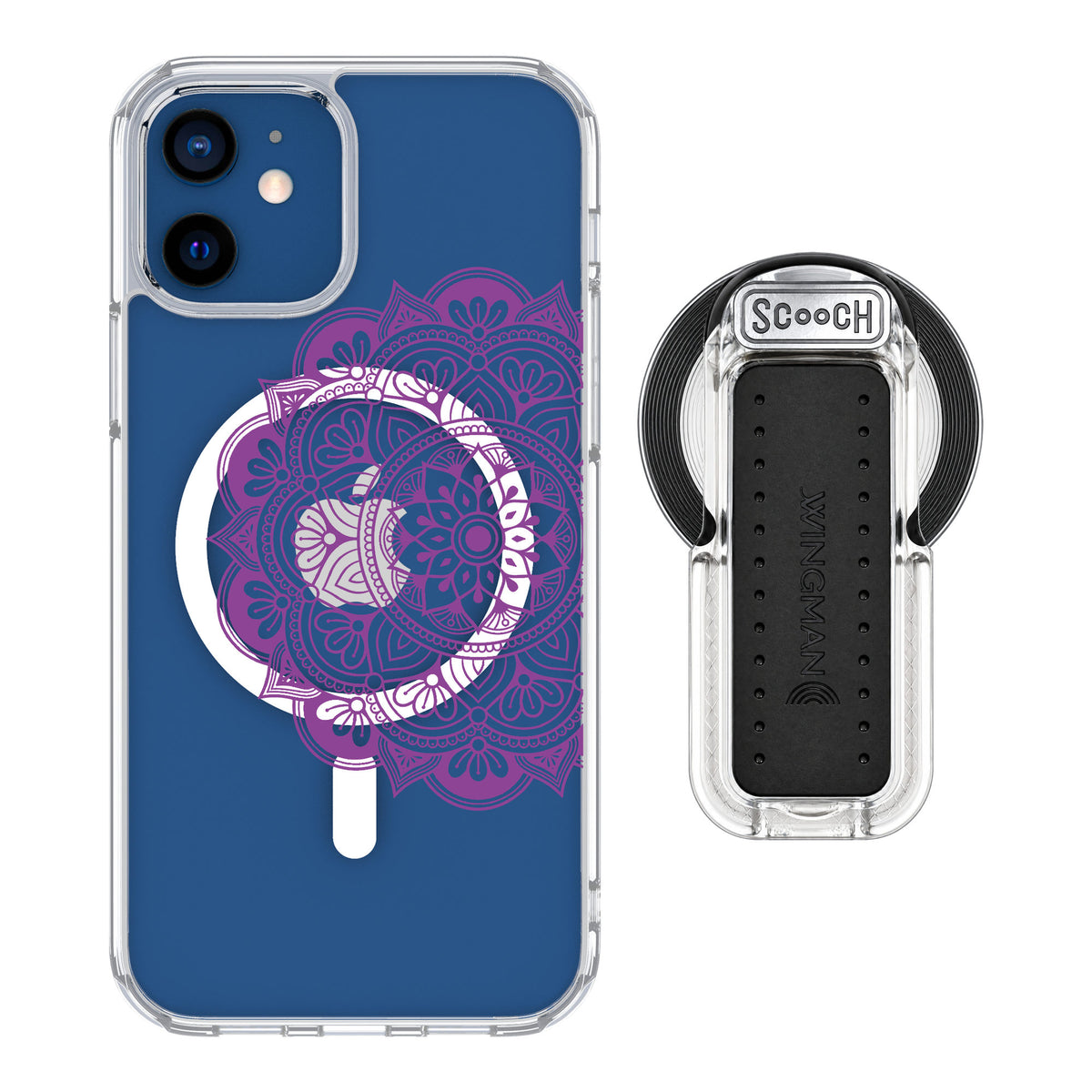 Scooch MagCase Mandala Dreams for iPhone 12 — MagSafe Wingback Bundle - Clear