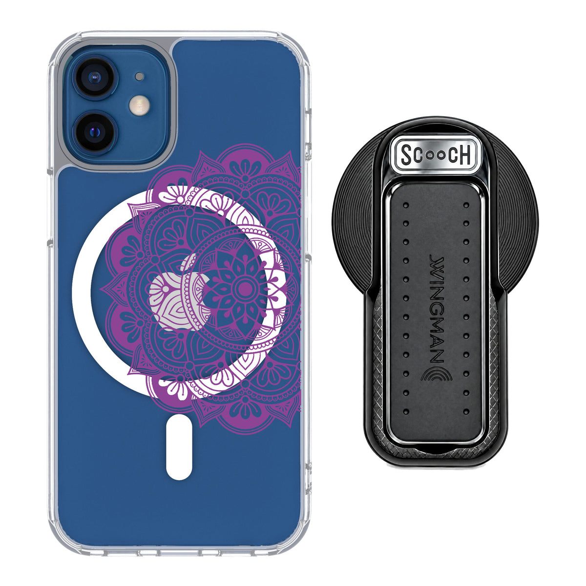 Scooch MagCase Mandala Dreams for iPhone 12 mini — MagSafe Wingback Bundle - Black
