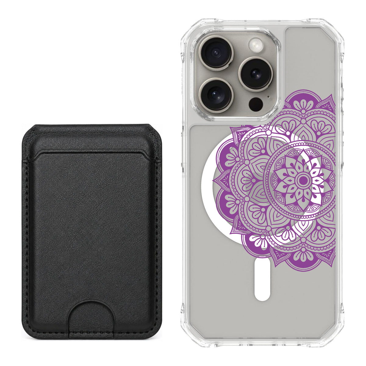 Scooch MagCase Mandala Dreams for iPhone 15 Pro — Black MagWallet Bundle