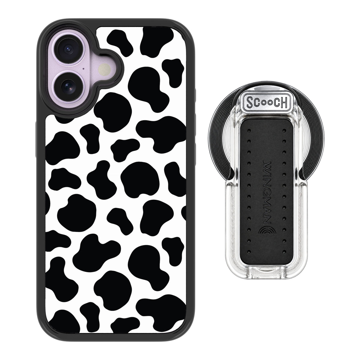 Scooch MagCase Cow Print for iPhone 17 — MagSafe Wingback Bundle - Clear