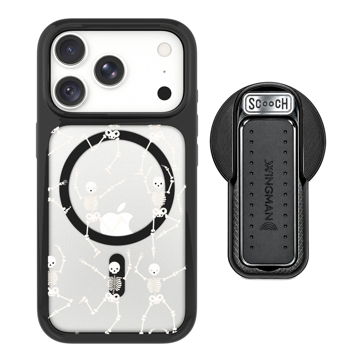 Scooch MagCase Swinging Skeletons for iPhone 18 Pro Max — MagSafe Wingback Bundle - Black