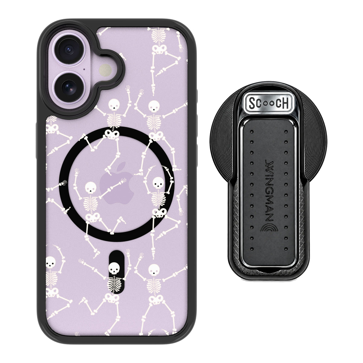 Scooch MagCase Swinging Skeletons for iPhone 17 — MagSafe Wingback Bundle - Black