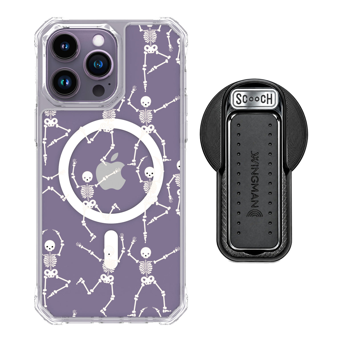 Scooch MagCase Swinging Skeletons for iPhone 14 Pro Max — MagSafe Wingback Bundle - Black