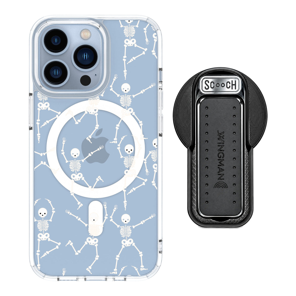 Scooch MagCase Swinging Skeletons for iPhone 13 Pro — MagSafe Wingback Bundle - Black
