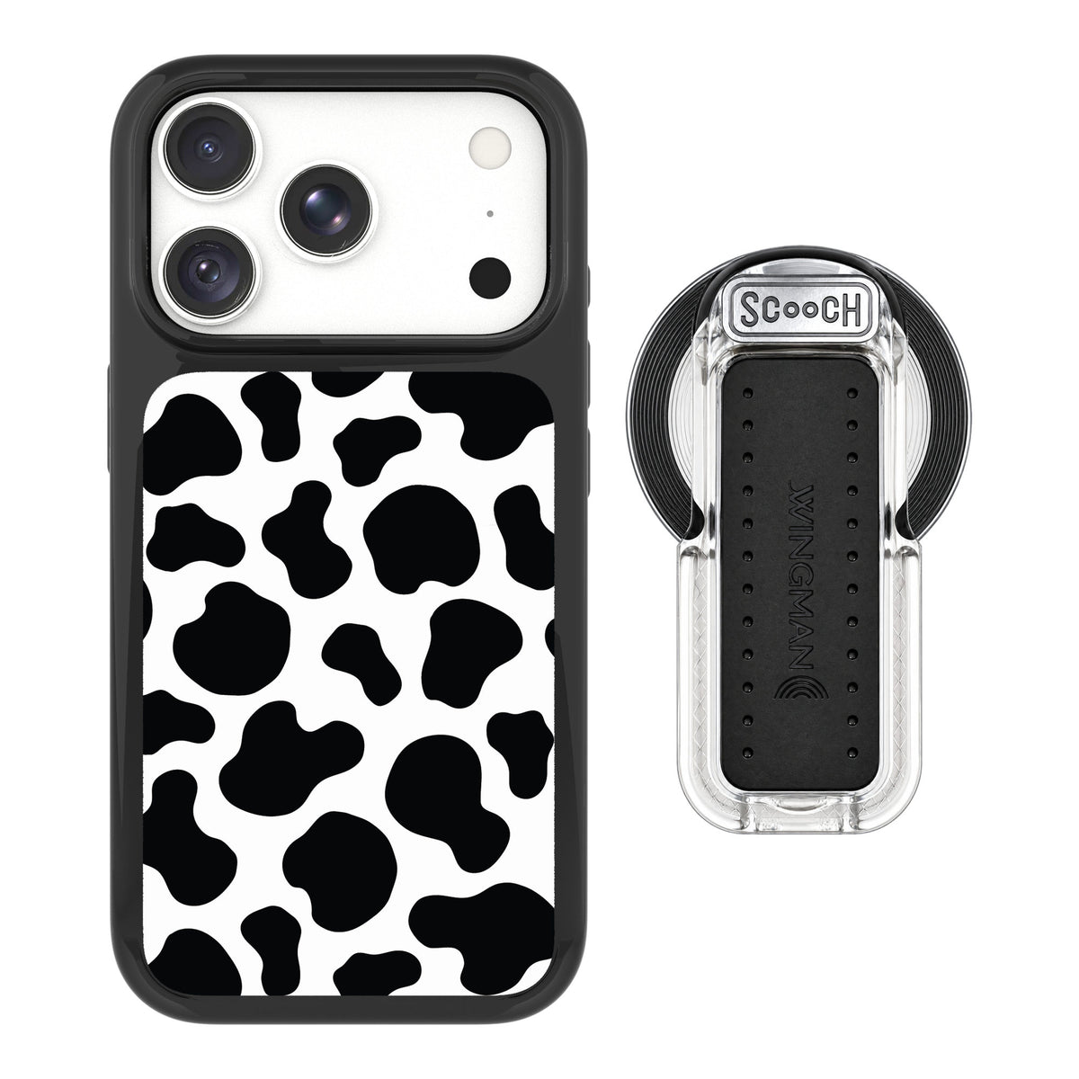 Scooch MagCase Cow Print for iPhone 17 Pro Max — MagSafe Wingback Bundle - Clear