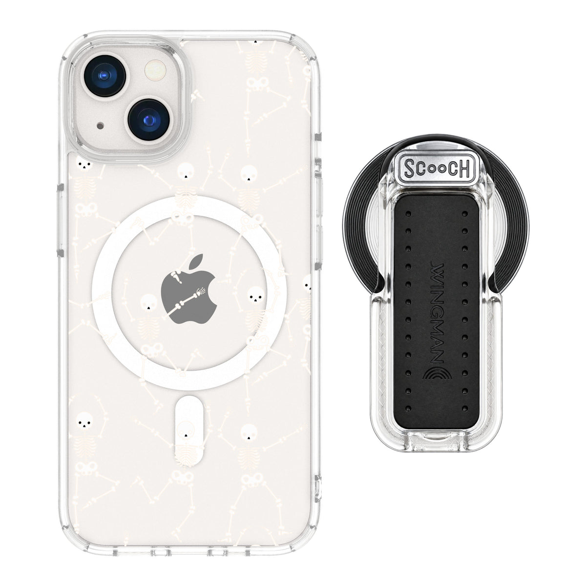 Scooch MagCase Swinging Skeletons for iPhone 13 — MagSafe Wingback Bundle - Clear