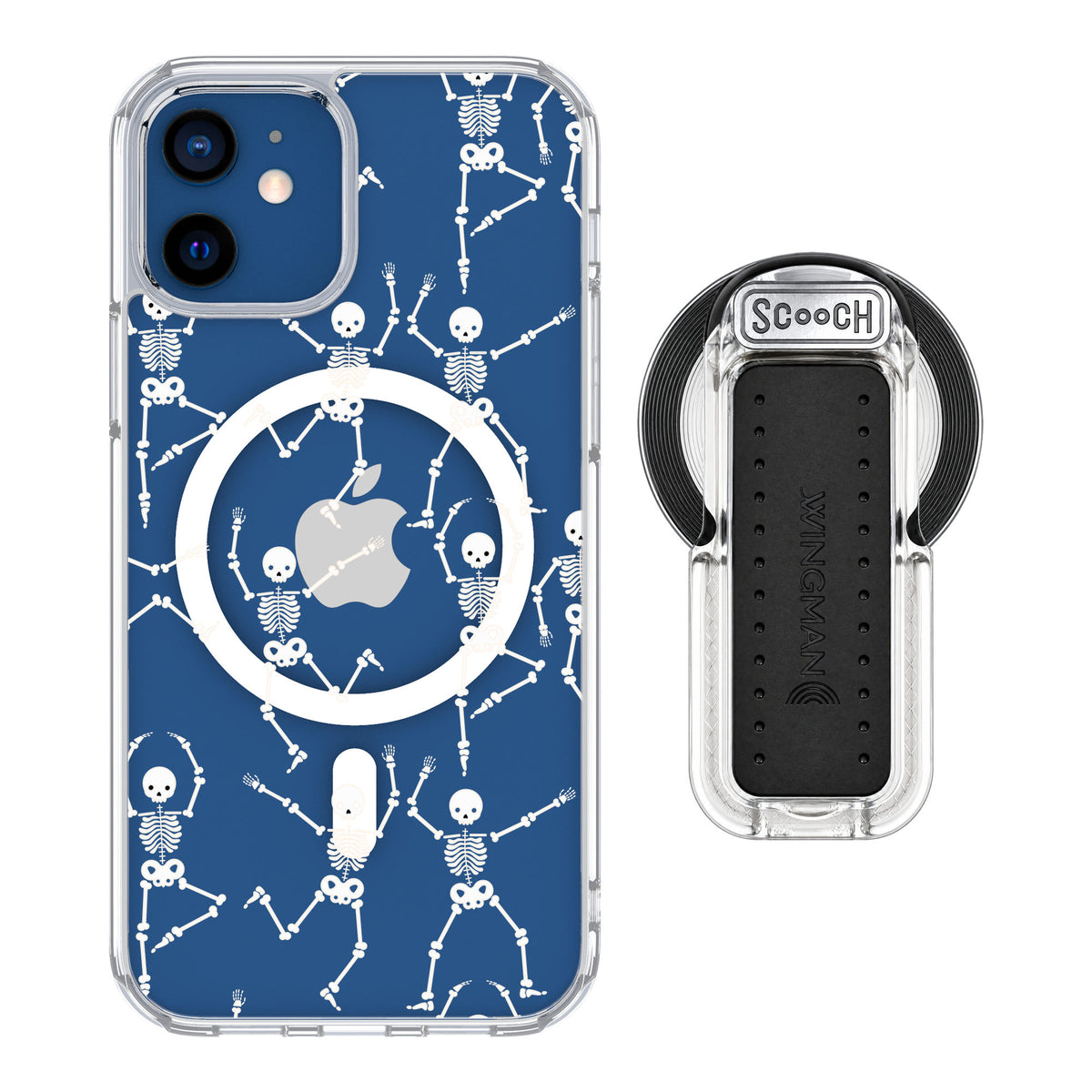 Scooch MagCase Swinging Skeletons for iPhone 12 — MagSafe Wingback Bundle - Clear