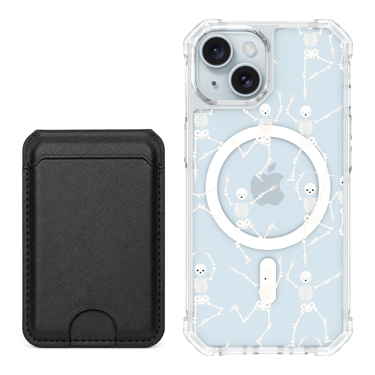 Scooch MagCase Swinging Skeletons for iPhone 15 — Black MagWallet Bundle