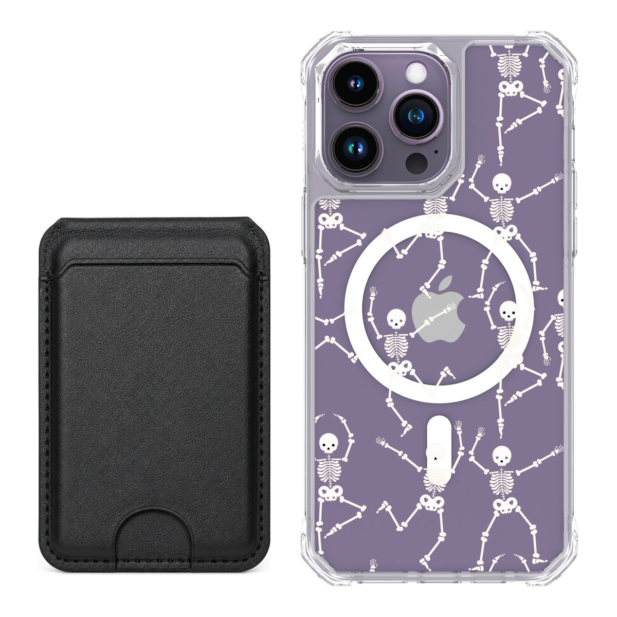 Scooch MagCase Swinging Skeletons for iPhone 14 Pro Max — Black MagWallet Bundle