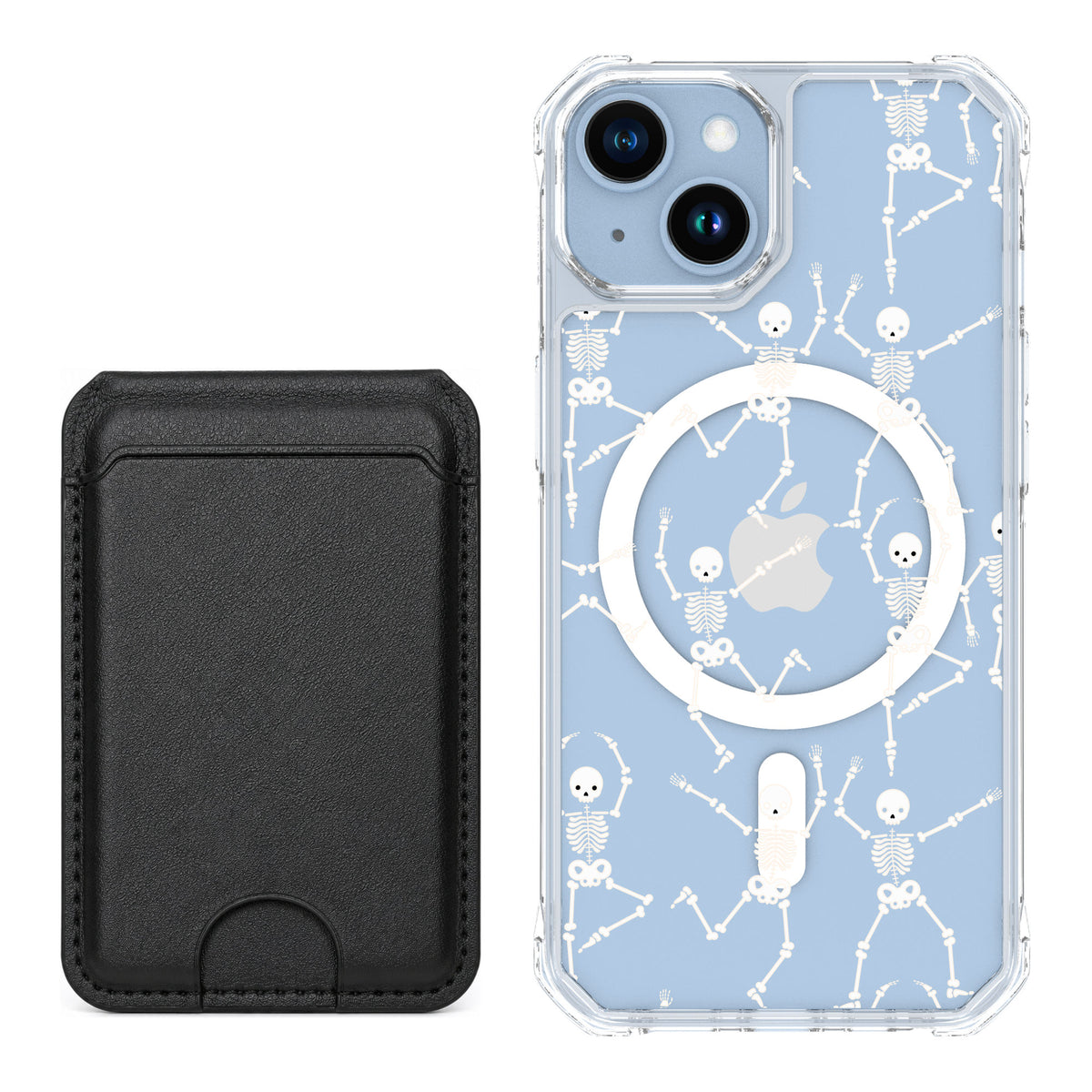 Scooch MagCase Swinging Skeletons for iPhone 14 — Black MagWallet Bundle
