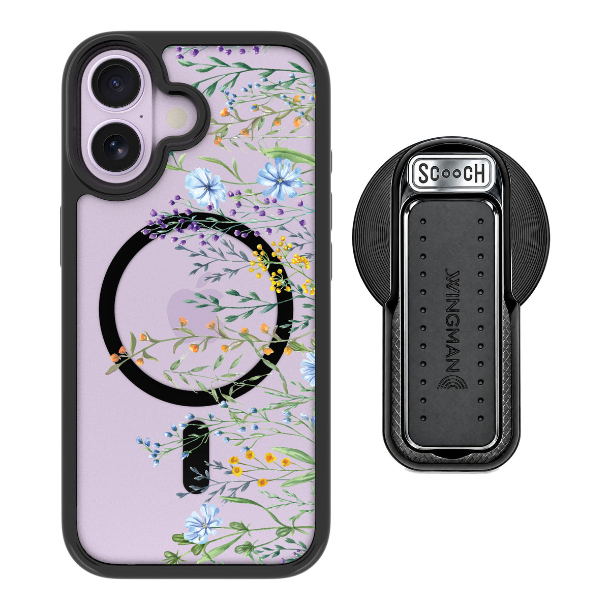 Scooch MagCase Meadow Bloom for iPhone 17 — MagSafe Wingback Bundle - Black