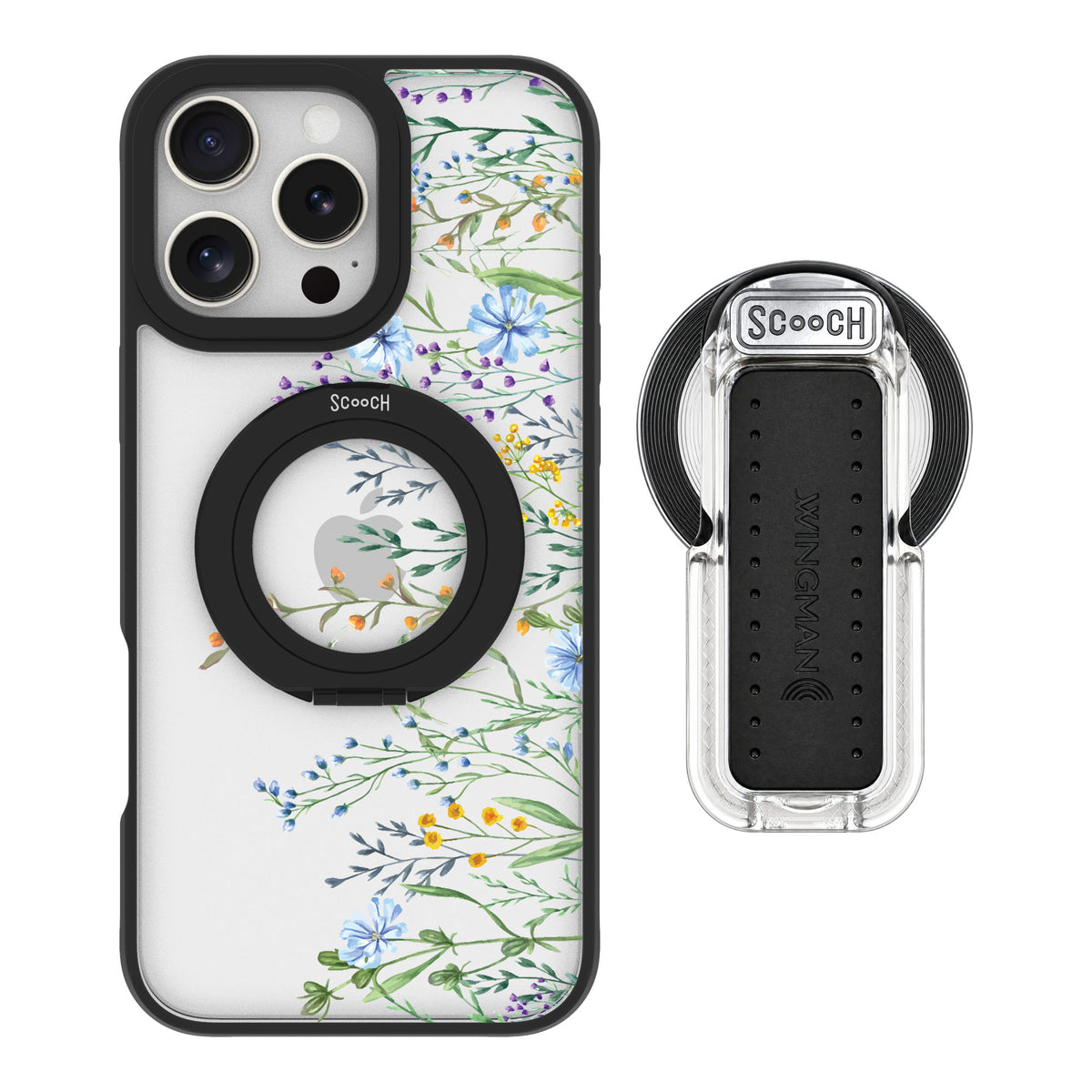 Scooch MagCase Meadow Bloom for iPhone 16 Pro Max — MagSafe Wingback Bundle - Clear