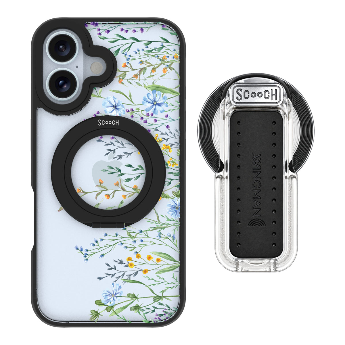 Scooch MagCase Meadow Bloom for iPhone 16 — MagSafe Wingback Bundle - Clear
