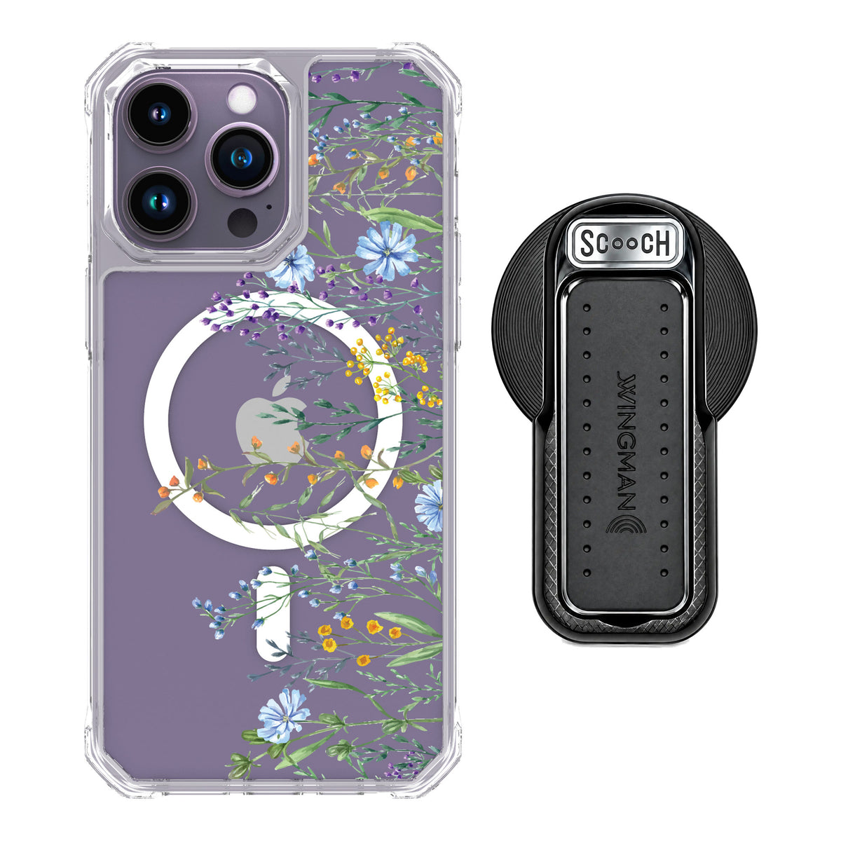 Scooch MagCase Meadow Bloom for iPhone 14 Pro Max — MagSafe Wingback Bundle - Black