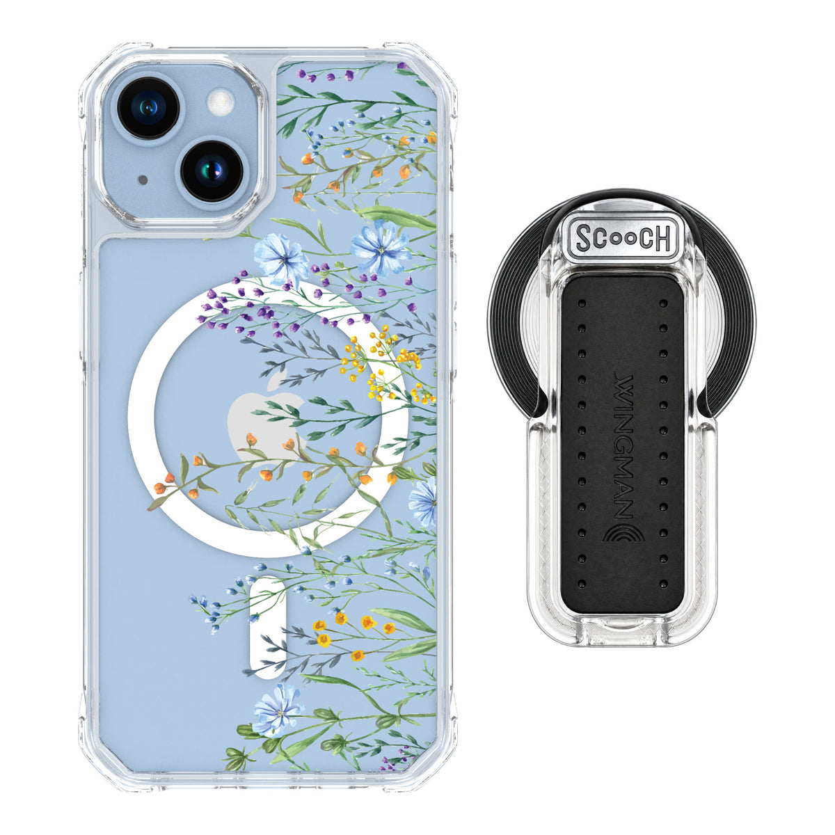 Scooch MagCase Meadow Bloom for iPhone 14 — MagSafe Wingback Bundle - Clear
