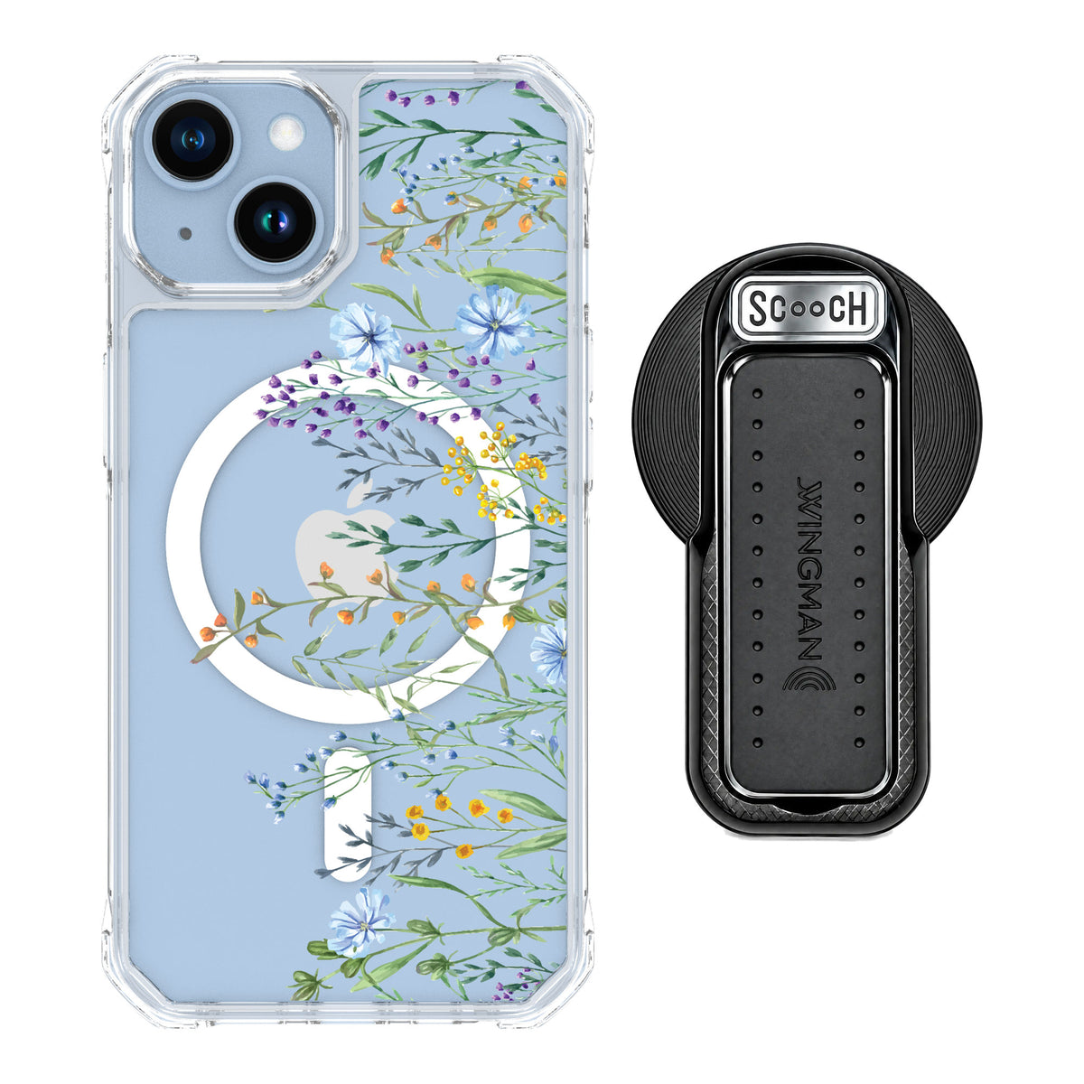 Scooch MagCase Meadow Bloom for iPhone 14 — MagSafe Wingback Bundle - Black