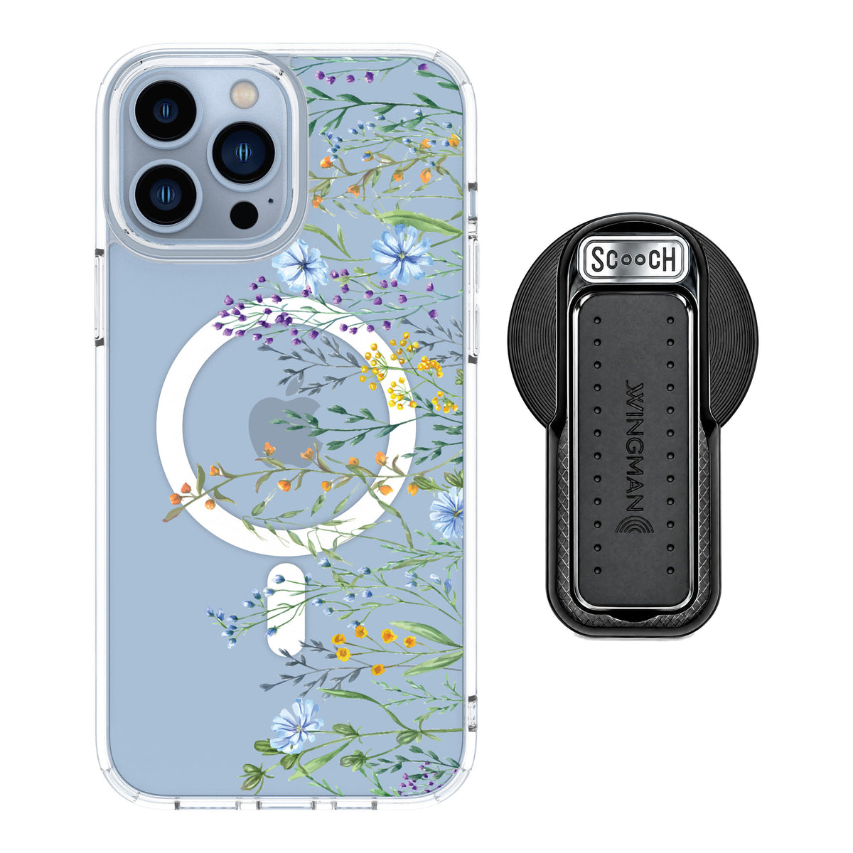 Scooch MagCase Meadow Bloom for iPhone 13 Pro Max — MagSafe Wingback Bundle - Black