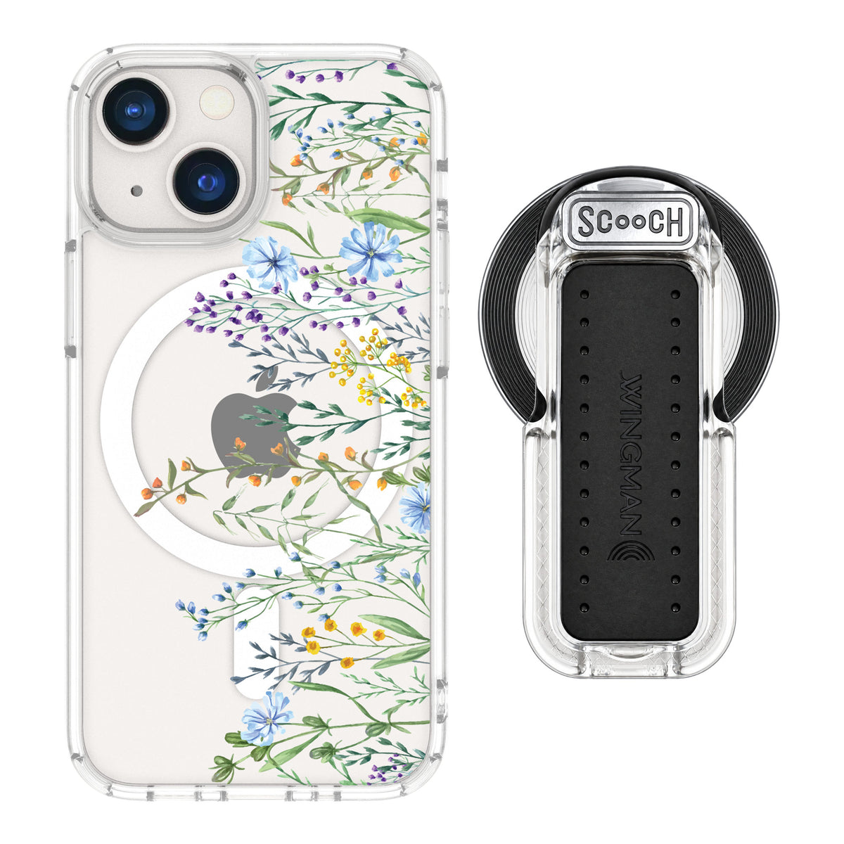 Scooch MagCase Meadow Bloom for iPhone 13 mini — MagSafe Wingback Bundle - Clear
