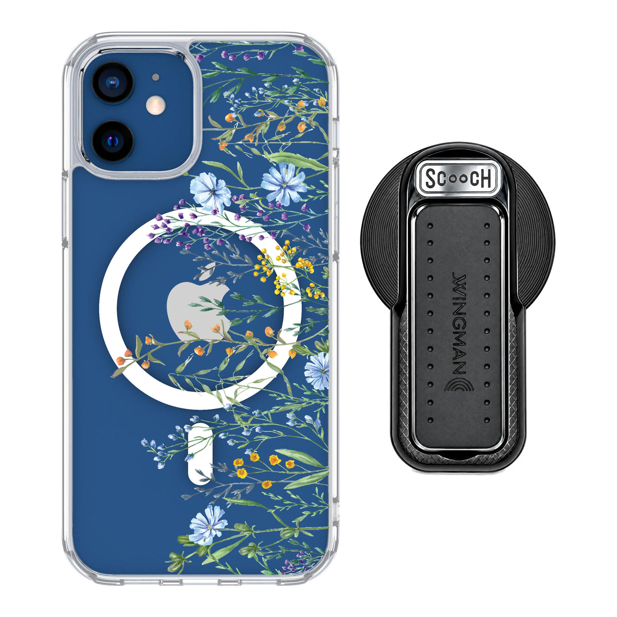 Scooch MagCase Meadow Bloom for iPhone 12 — MagSafe Wingback Bundle - Black