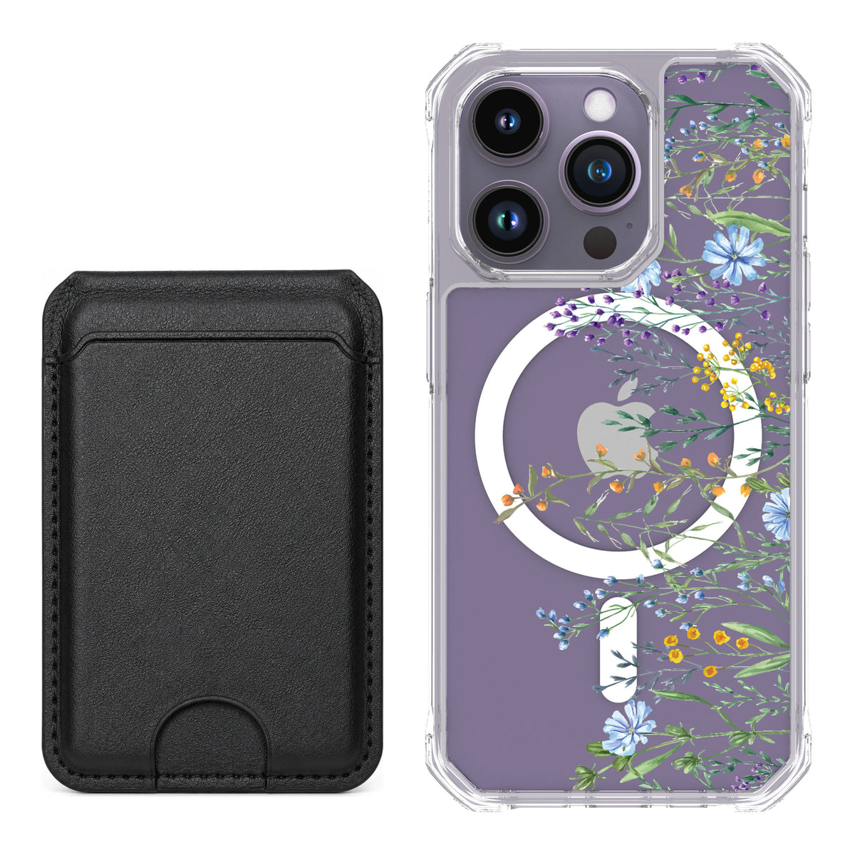Scooch MagCase Meadow Bloom for iPhone 14 Pro — Black MagWallet Bundle