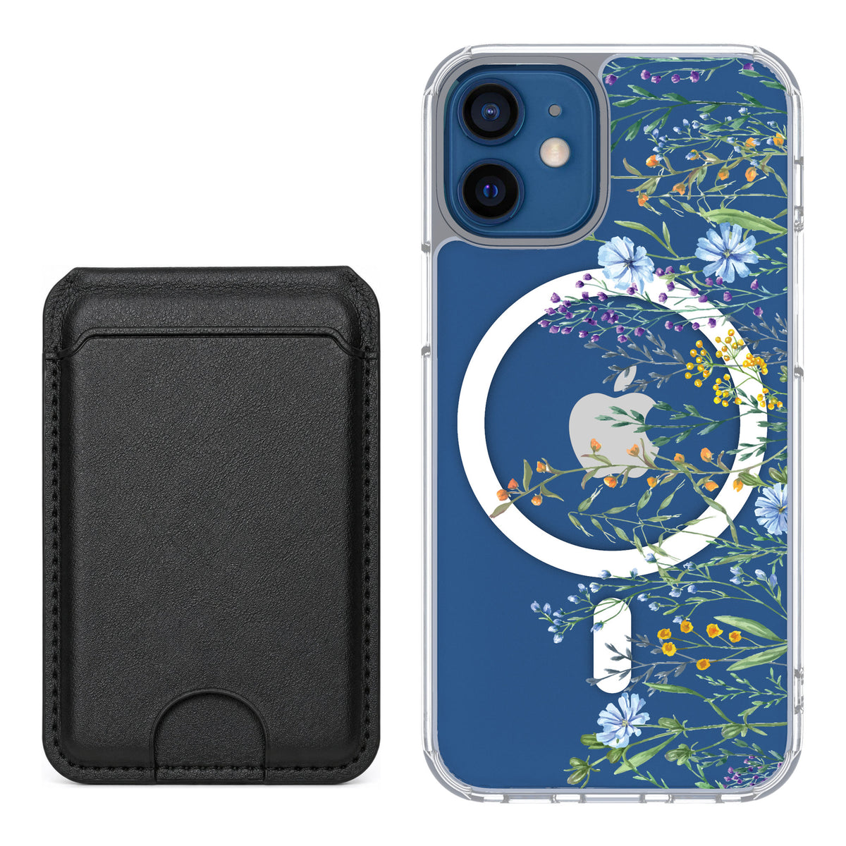Scooch MagCase Meadow Bloom for iPhone 12 mini — Black MagWallet Bundle