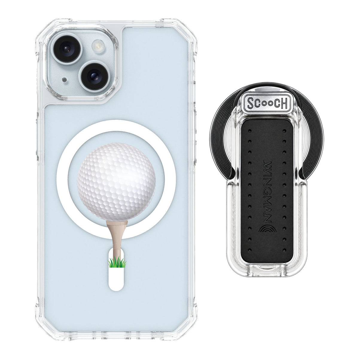 Scooch MagCase Tee Time for iPhone 15 — MagSafe Wingback Bundle - Clear