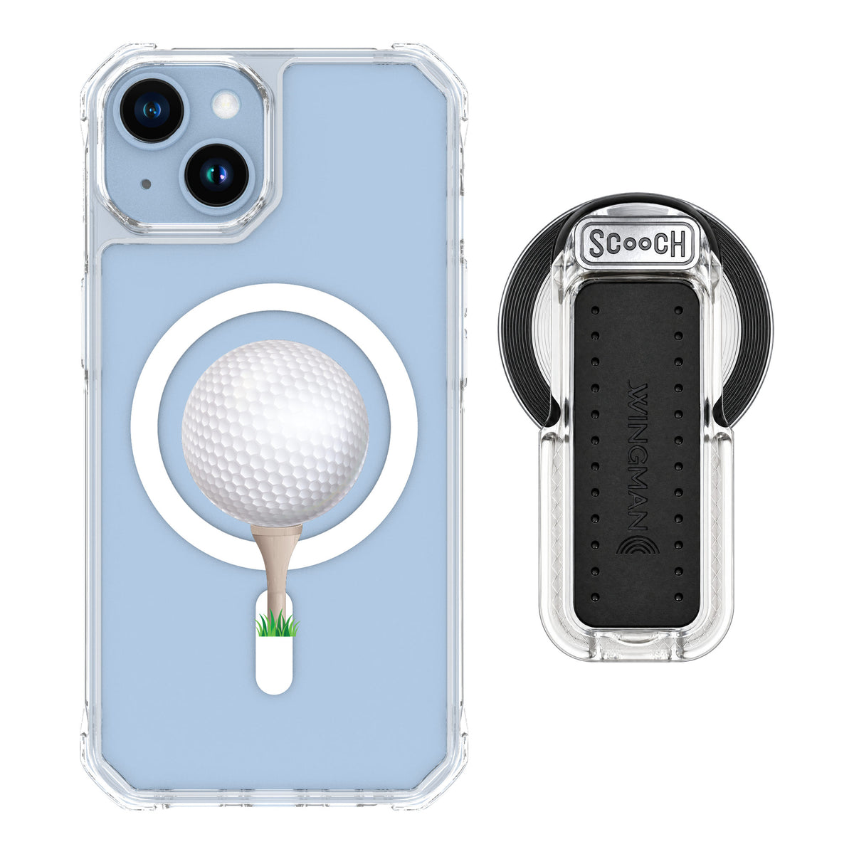 Scooch MagCase Tee Time for iPhone 14 — MagSafe Wingback Bundle - Clear