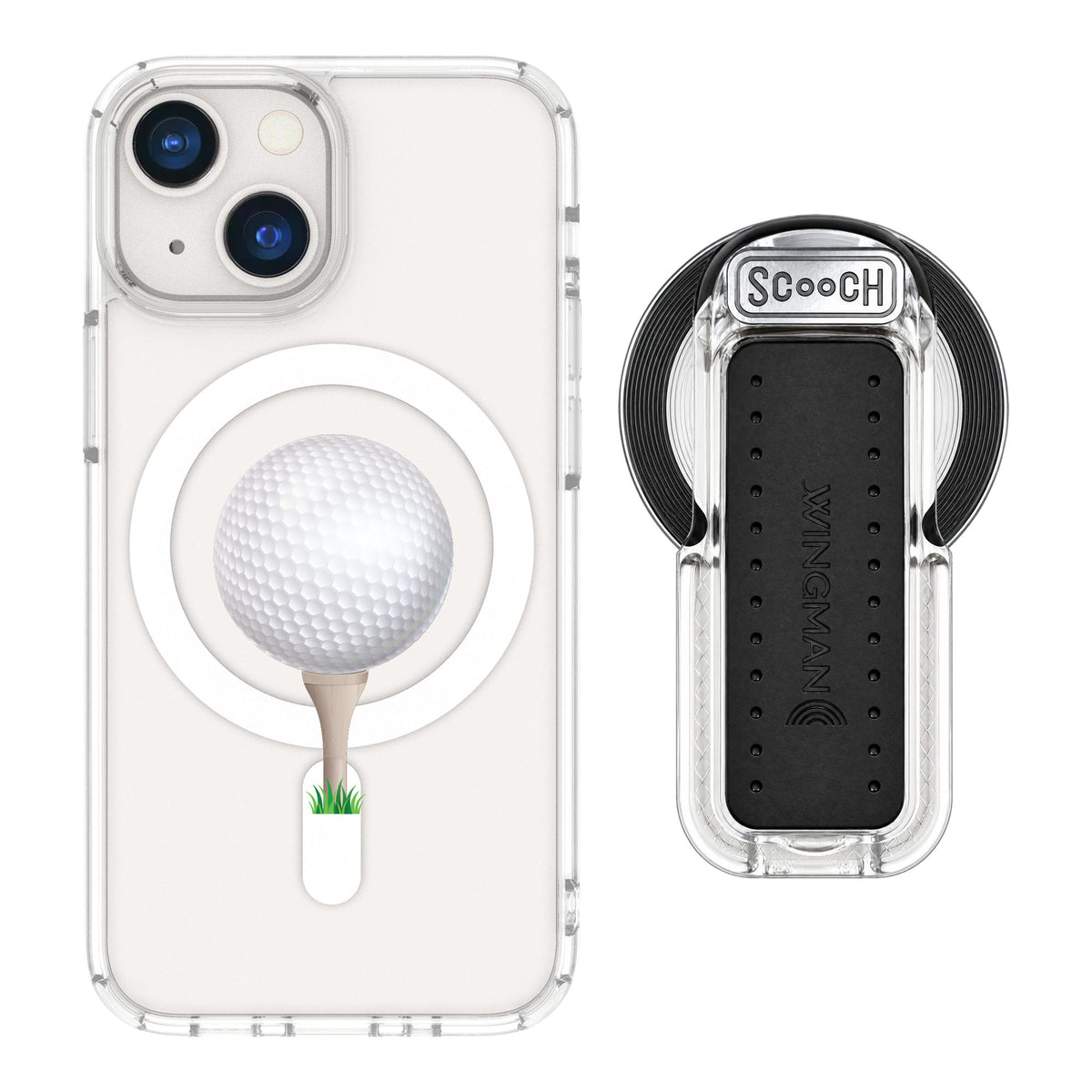 Scooch MagCase Tee Time for iPhone 13 mini — MagSafe Wingback Bundle - Clear