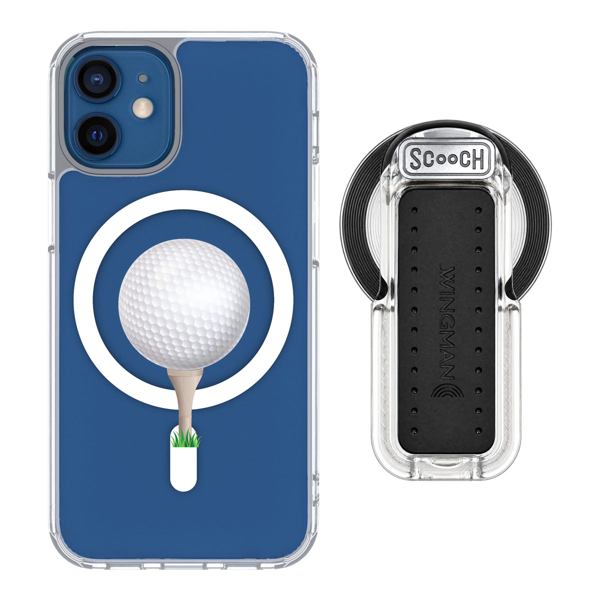 Scooch MagCase Tee Time for iPhone 12 mini — MagSafe Wingback Bundle - Clear