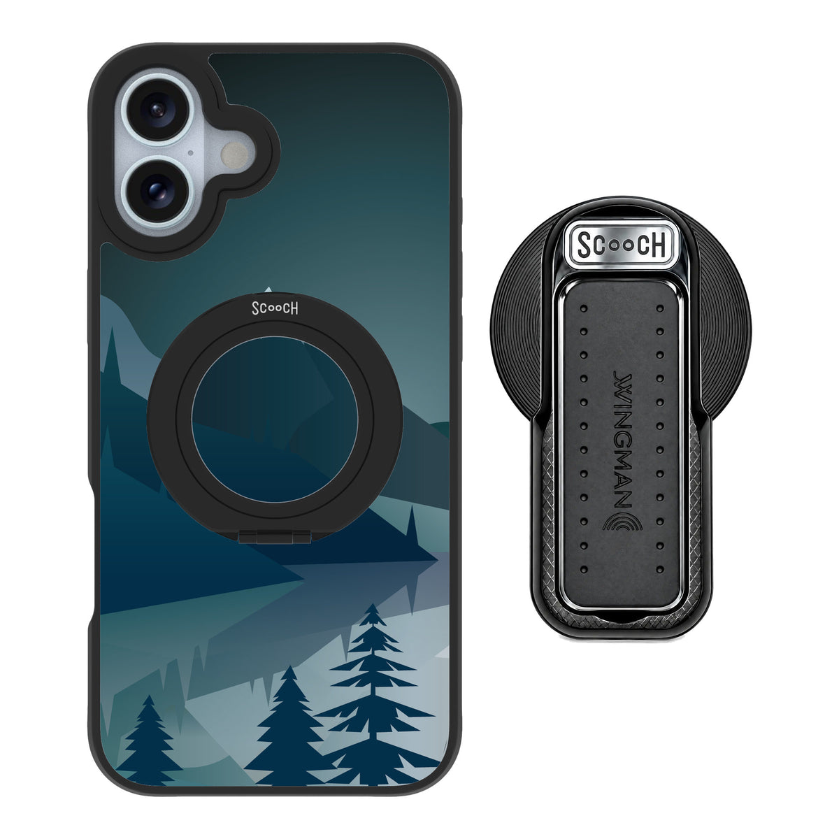 Scooch MagCase Midnight Ridge for iPhone 16 Plus — MagSafe Wingback Bundle - Black