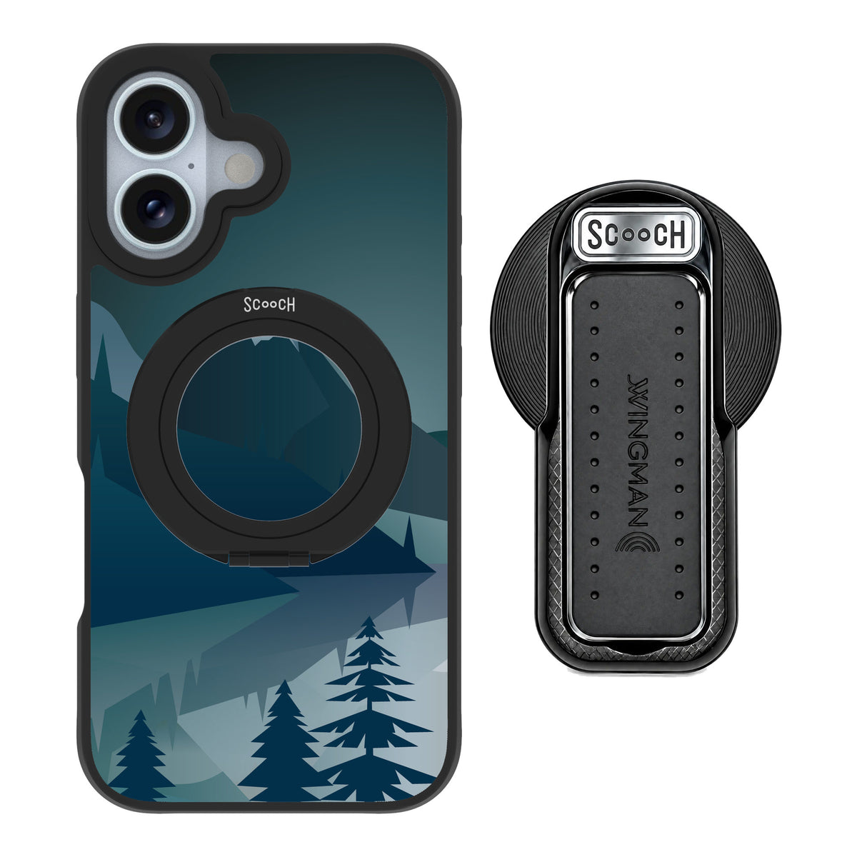Scooch MagCase Midnight Ridge for iPhone 16 — MagSafe Wingback Bundle - Black
