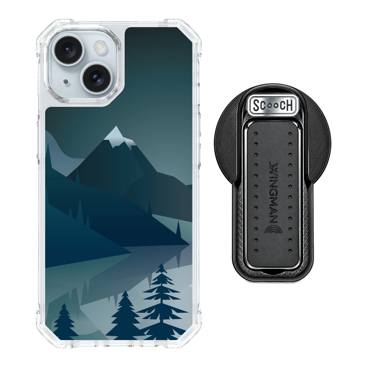 Scooch MagCase Midnight Ridge for iPhone 15 — MagSafe Wingback Bundle - Black