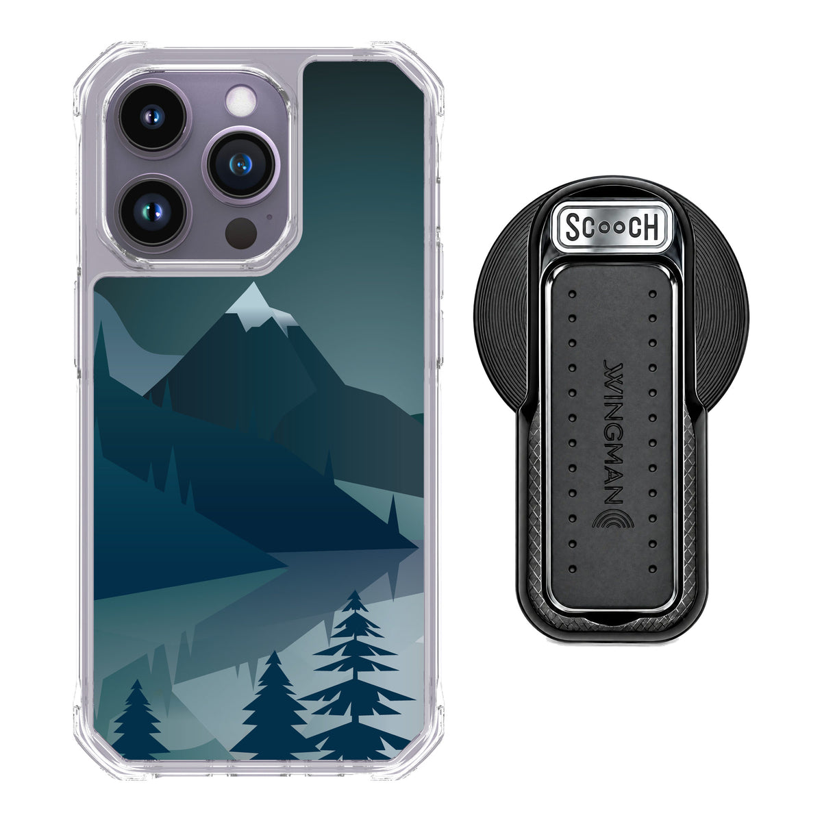 Scooch MagCase Midnight Ridge for iPhone 14 Pro — MagSafe Wingback Bundle - Black