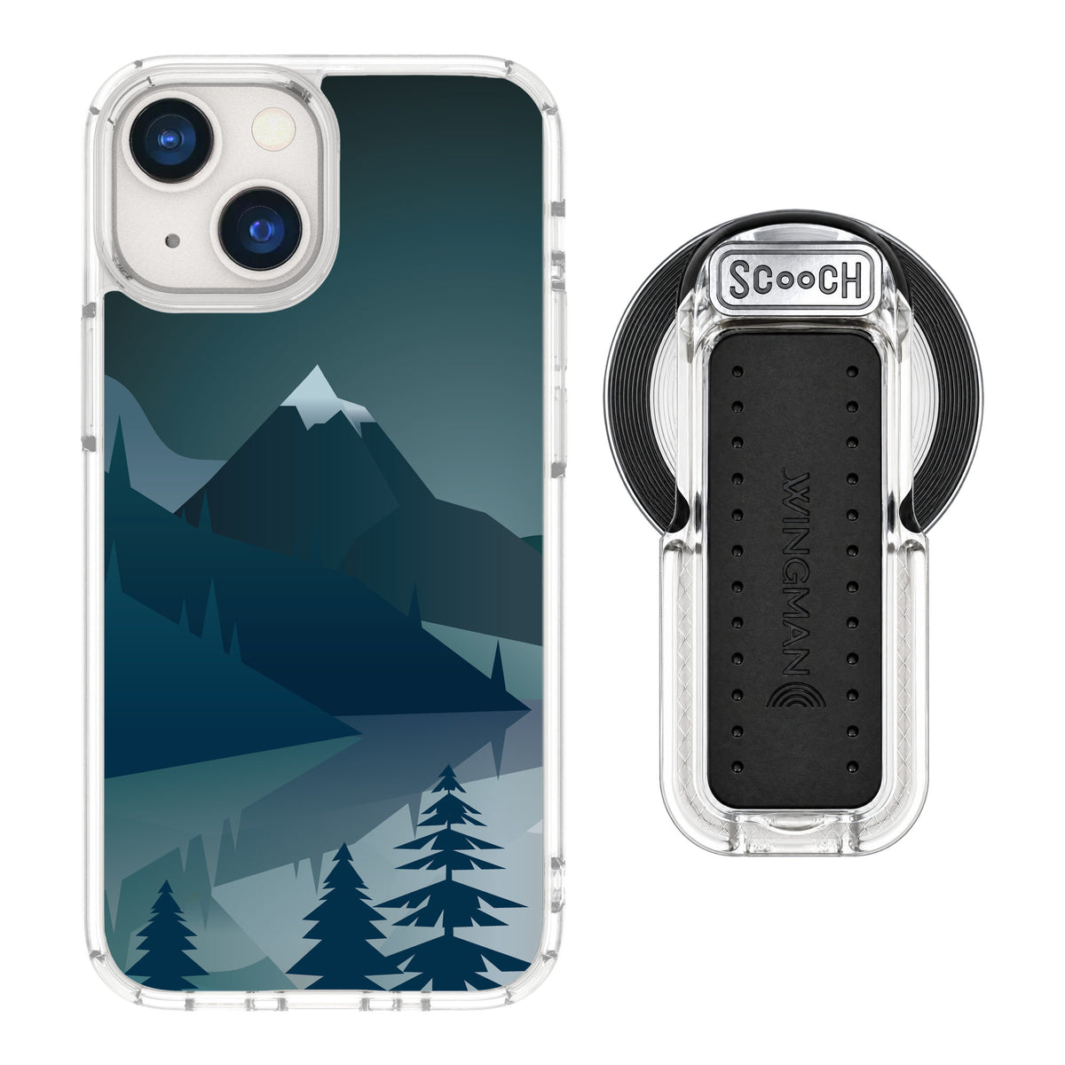 Scooch MagCase Midnight Ridge for iPhone 13 mini — MagSafe Wingback Bundle - Clear