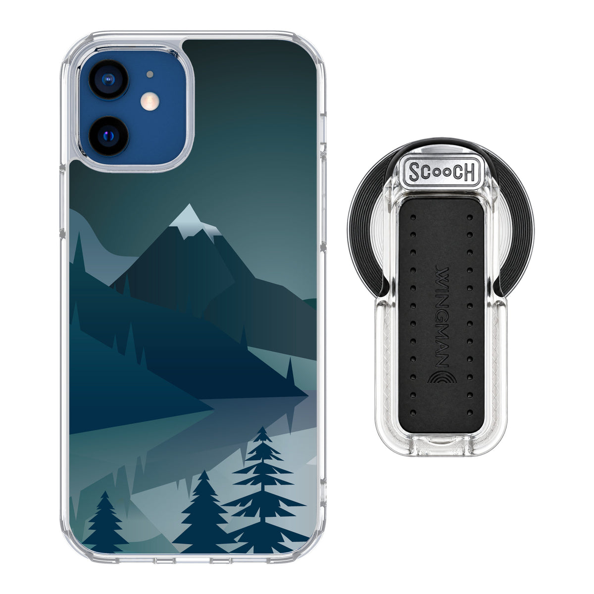 Scooch MagCase Midnight Ridge for iPhone 12 — MagSafe Wingback Bundle - Clear